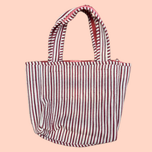 THE MINI TOTE [ BURGUNDY PINK STRIPPY]