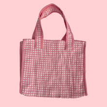 THE MINI TOTE [FINE PINK GINGHAM + PEACH SORBET STRIPE]