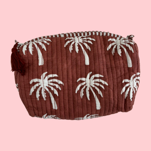 INDIE COSMETIC BAG [PALM TREE MAROON]