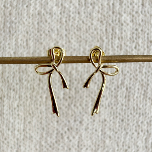 GOLDEN BOW EAR STUDS