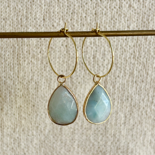 LYRA EAR HOOPS [AMAZONITE]