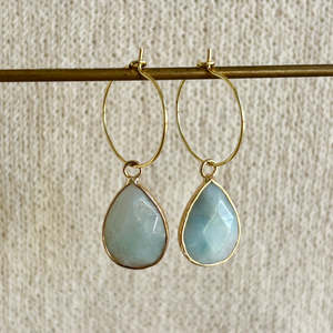 LYRA EAR HOOPS [AMAZONITE]