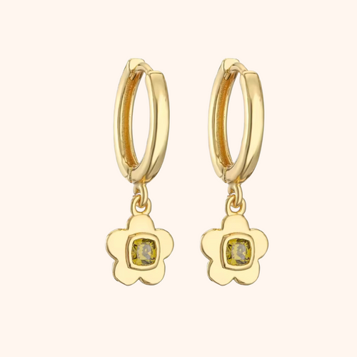 DAISY DARLING EAR HOOPS [YELLOW TOPAZ]