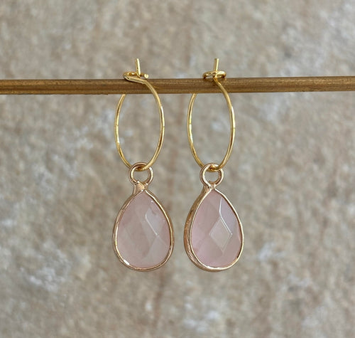 CARA EAR HOOPS [ROSE QUARTZ]