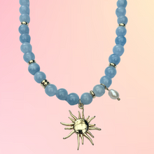 SUN PEARL BEADED NECKLACE [BLUE]