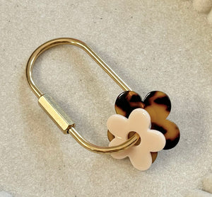 BLOOM KEYRING [PINK+TORT]