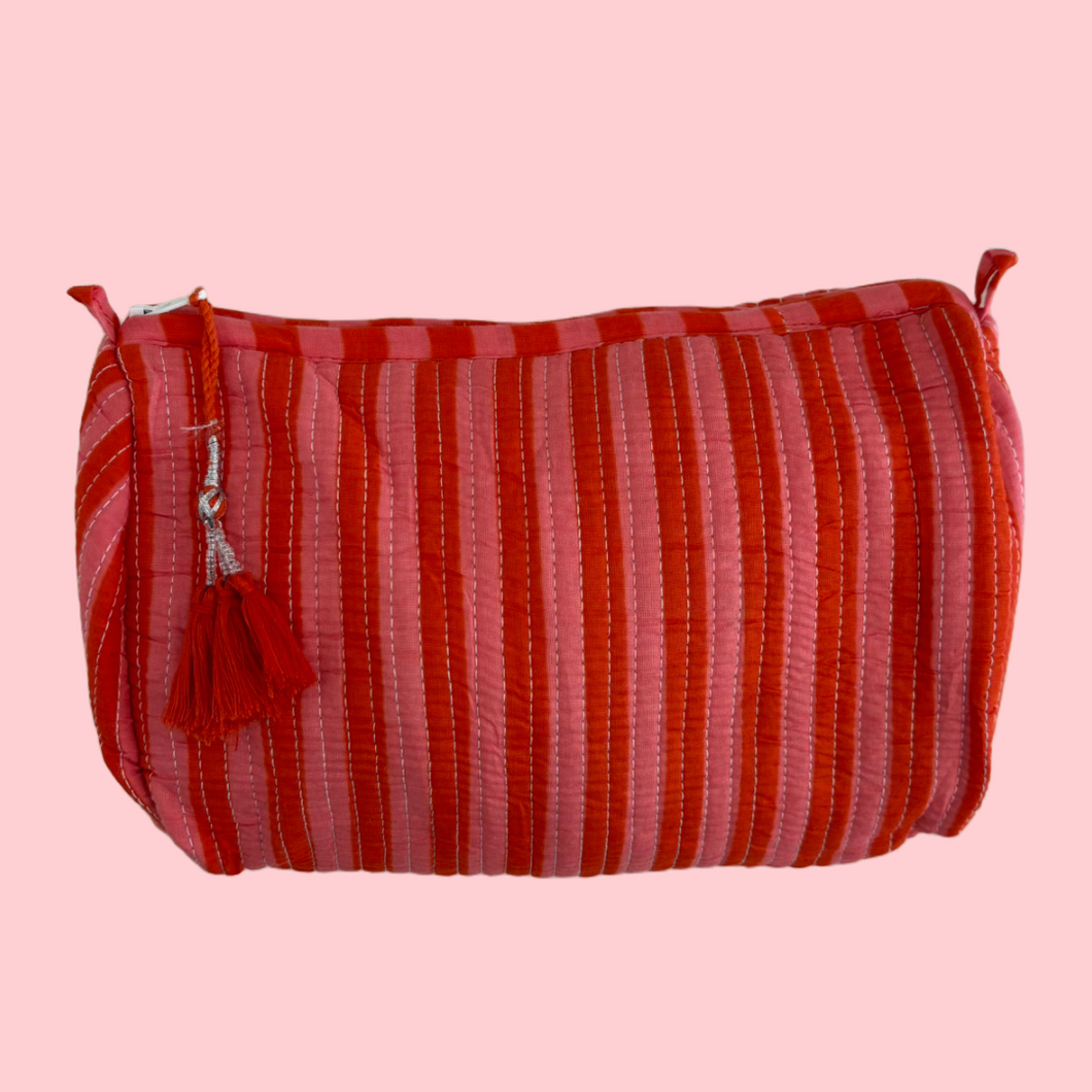 INDIE COSMETIC BAG [STRAWBERRY THIN STRIPPY]