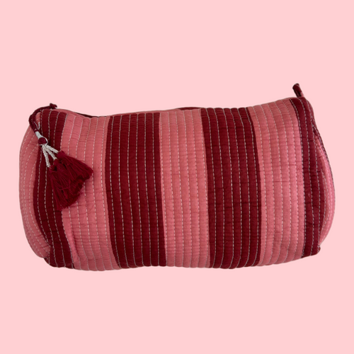 INDIE COSMETIC BAG [BURGUNDY PINK STRIPPY]