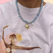 SUN PEARL BEADED NECKLACE [BLUE]