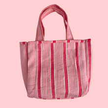 THE MINI TOTE [FINE PINK GINGHAM + PEACH SORBET STRIPE]