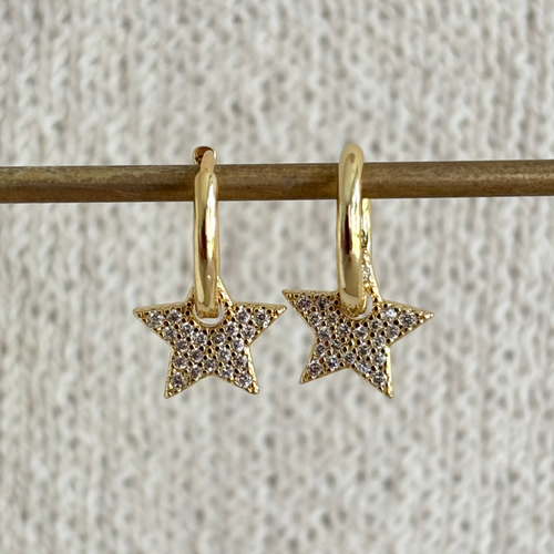 PAVED STAR EAR HOOPS