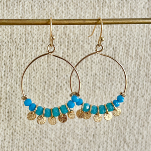 PALM COVE EARRINGS [GOLD BLUE]