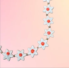 CERAMIC FLOWER CHAIN NECKLACE [PALE BLUE]